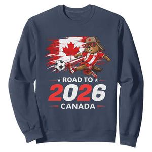 Proud Canada Soccer Beaver Sweatshirt Road To 2026 TS12 Navy Print Your Wear