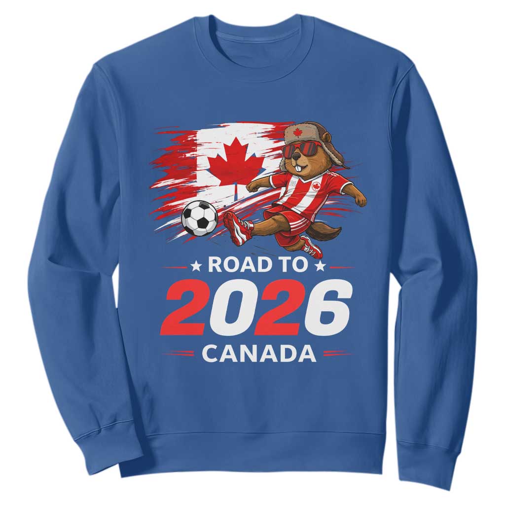 Proud Canada Soccer Beaver Sweatshirt Road To 2026 TS12 Royal Blue Print Your Wear