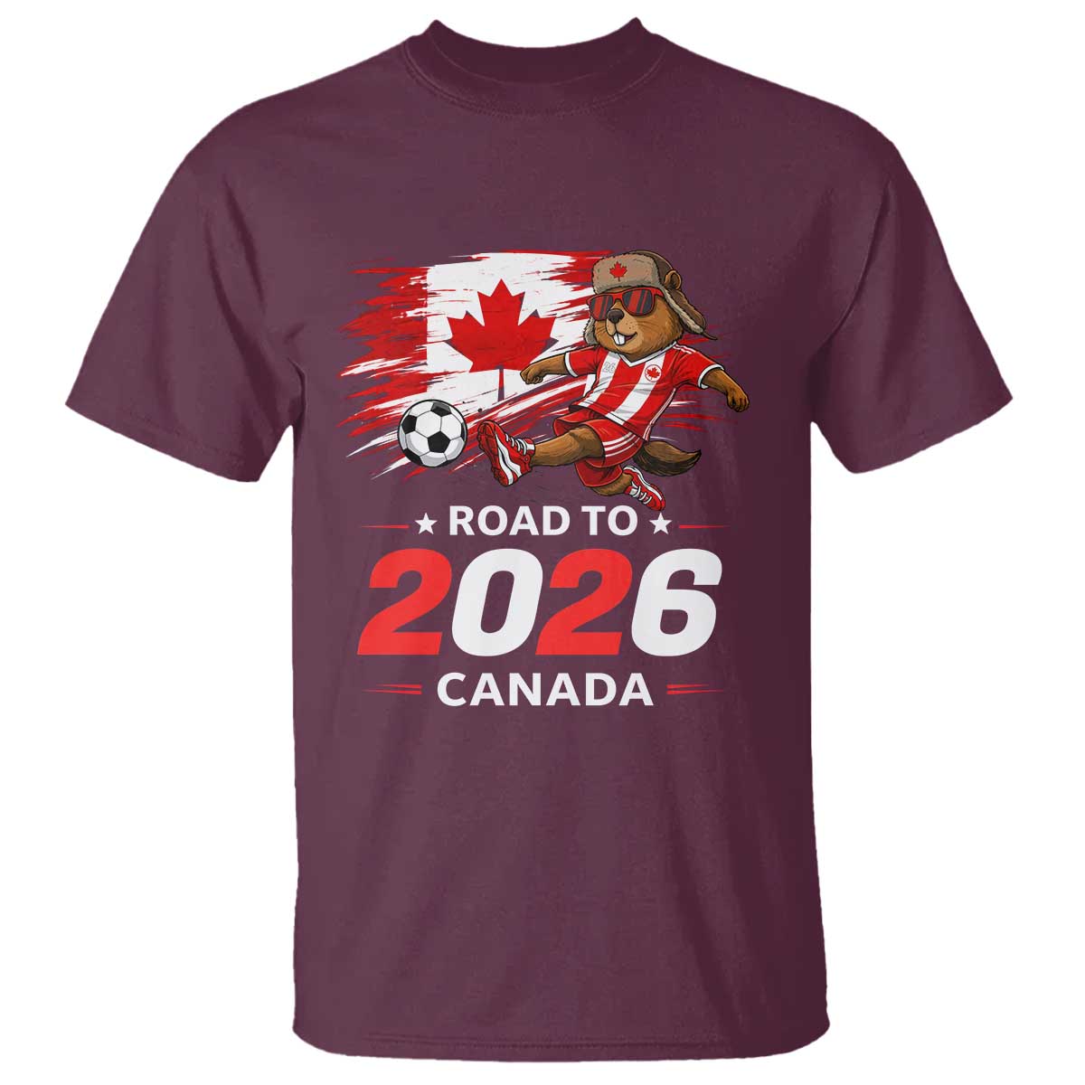 Proud Canada Soccer Beaver T Shirt Road To 2026 TS12 Maroon Print Your Wear