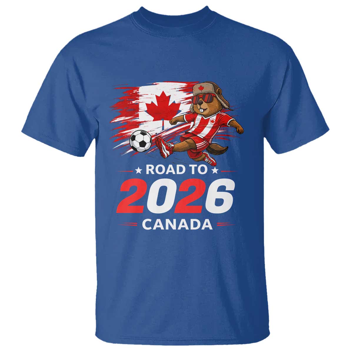 Proud Canada Soccer Beaver T Shirt Road To 2026 TS12 Royal Blue Print Your Wear