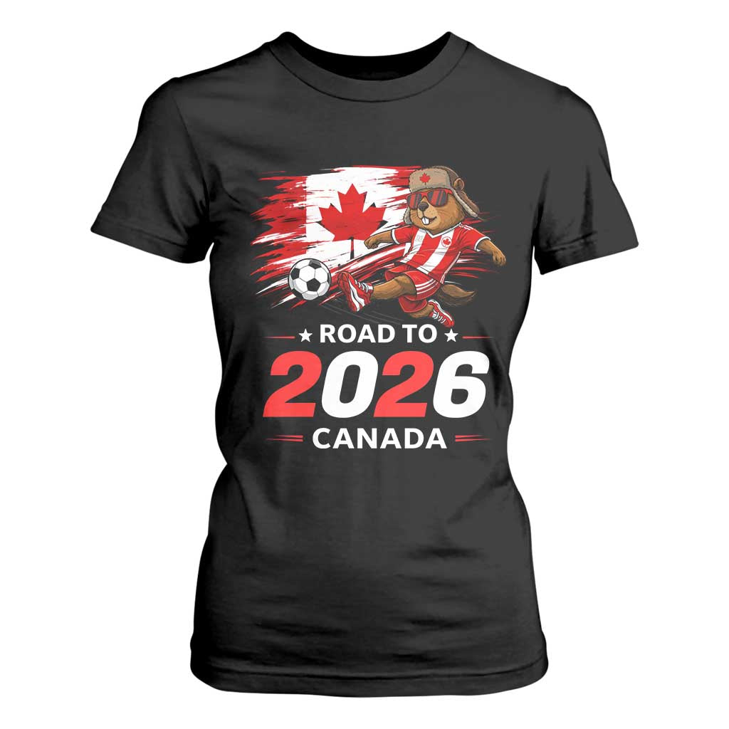 Proud Canada Soccer Beaver T Shirt For Women Road To 2026 TS12 Black Print Your Wear