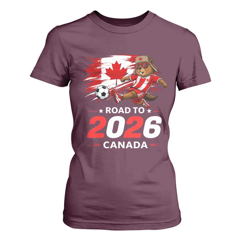 Proud Canada Soccer Beaver T Shirt For Women Road To 2026 TS12 Maroon Print Your Wear