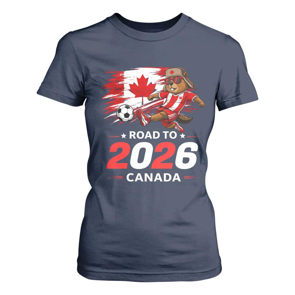 Proud Canada Soccer Beaver T Shirt For Women Road To 2026 TS12 Navy Print Your Wear
