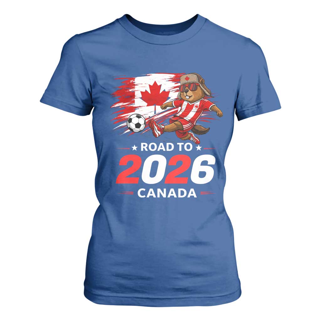 Proud Canada Soccer Beaver T Shirt For Women Road To 2026 TS12 Royal Blue Print Your Wear