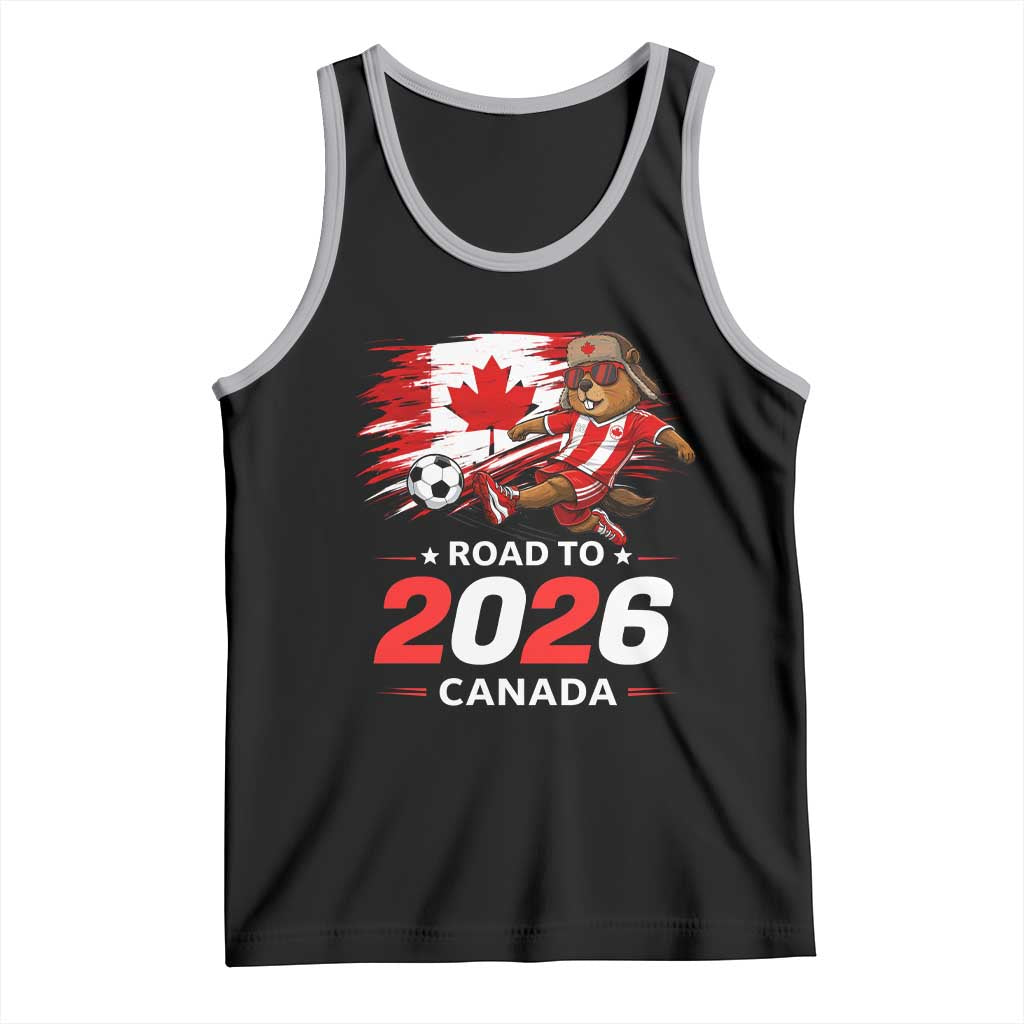 Proud Canada Soccer Beaver Tank Top Road To 2026 TS12 Black Athletic Heather Print Your Wear