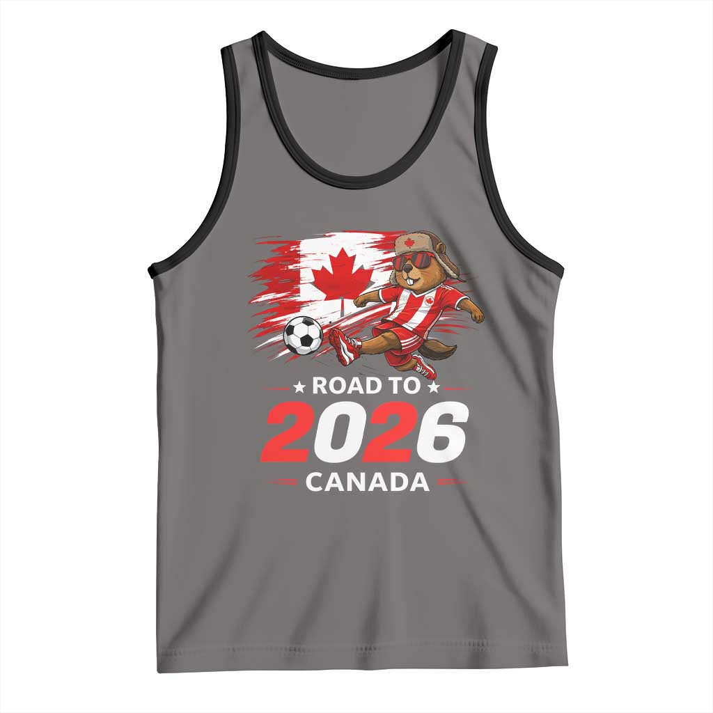 Proud Canada Soccer Beaver Tank Top Road To 2026 TS12 Deep Heather Black Print Your Wear