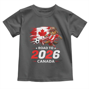 Proud Canada Soccer Beaver Toddler T Shirt Road To 2026 TS12 Dark Heather Print Your Wear