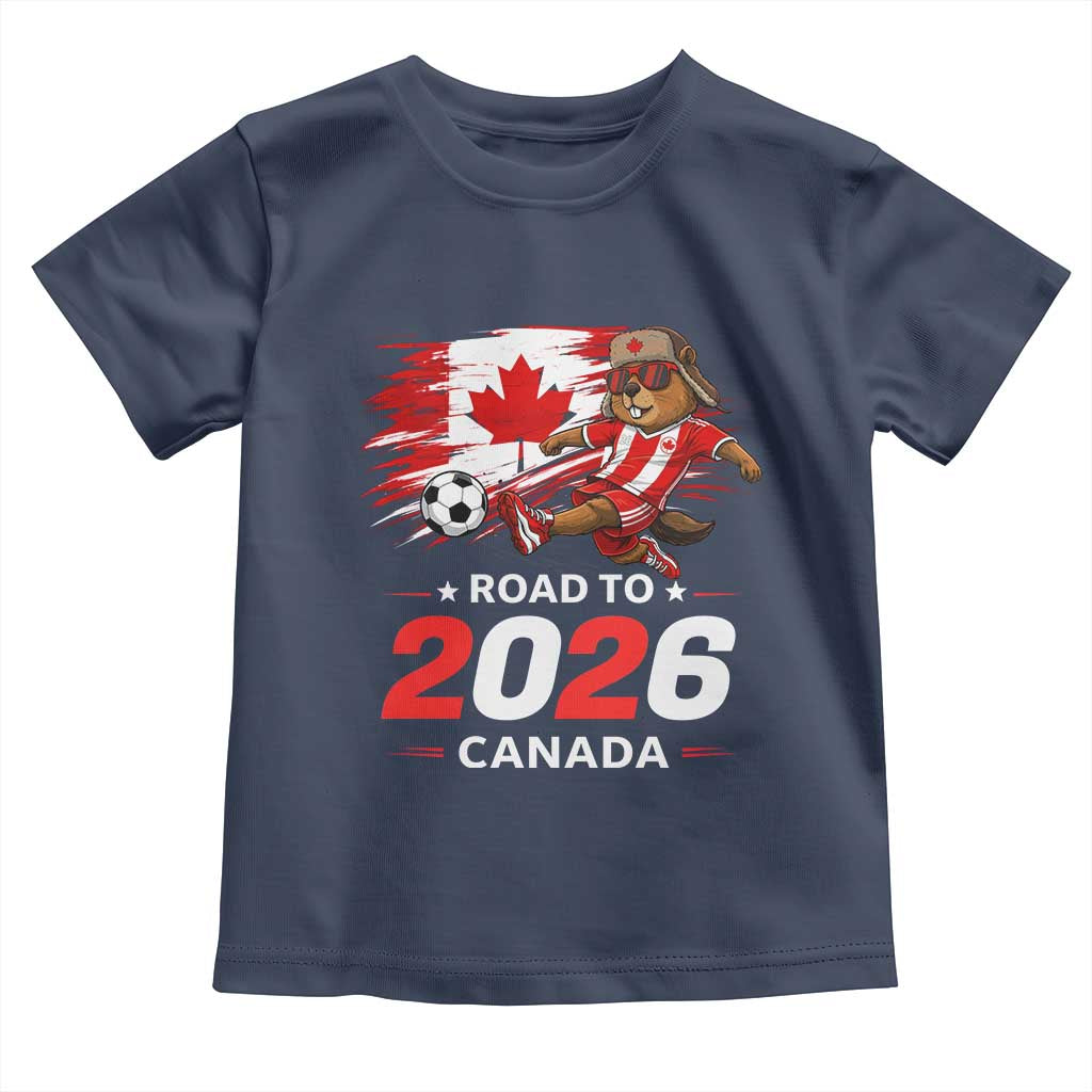 Proud Canada Soccer Beaver Toddler T Shirt Road To 2026 TS12 Navy Print Your Wear