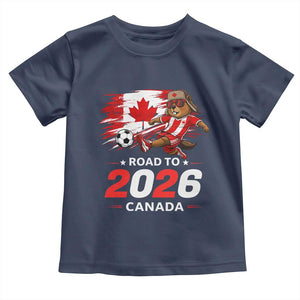 Proud Canada Soccer Beaver Toddler T Shirt Road To 2026 TS12 Navy Print Your Wear