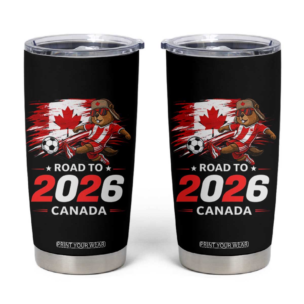 Proud Canada Soccer Beaver Tumbler Cup Road To 2026 TS12 Black Print Your Wear