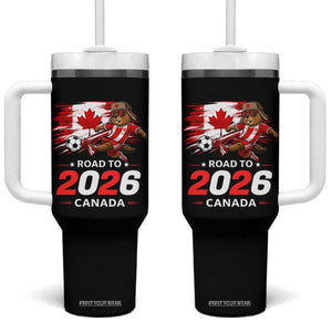 Proud Canada Soccer Beaver Tumbler With Handle Road To 2026 TS12 One Size: 40 oz Black Print Your Wear