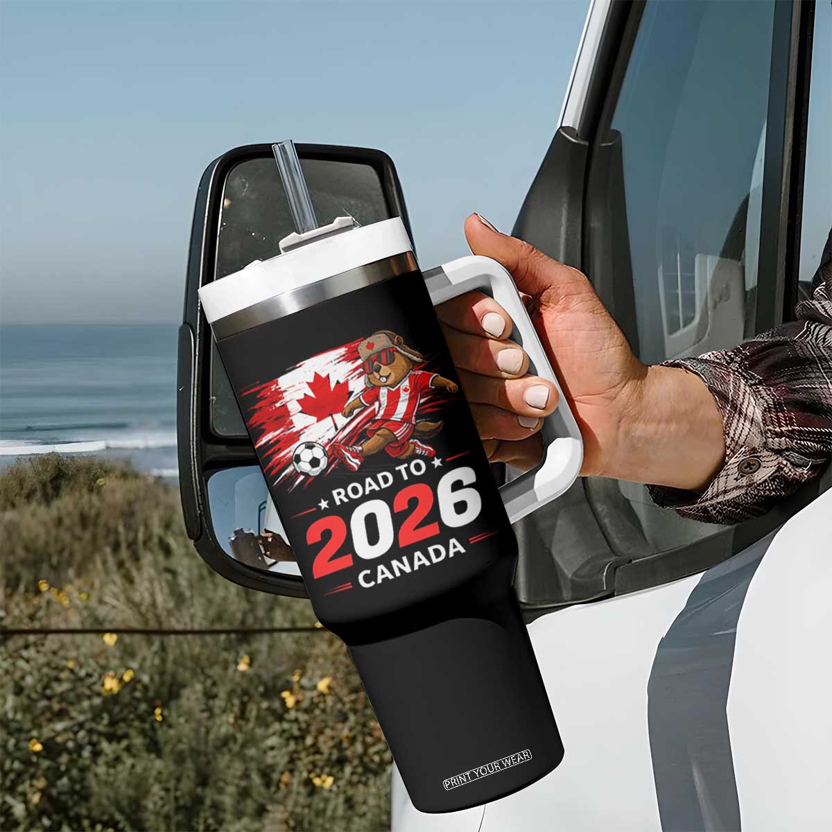 Proud Canada Soccer Beaver Tumbler With Handle Road To 2026 TS12 Print Your Wear