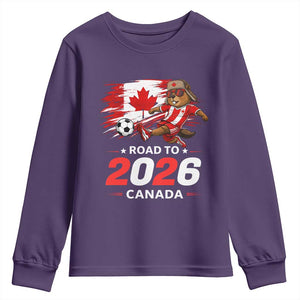 Proud Canada Soccer Beaver Youth Sweatshirt Road To 2026 TS12 Purple Print Your Wear