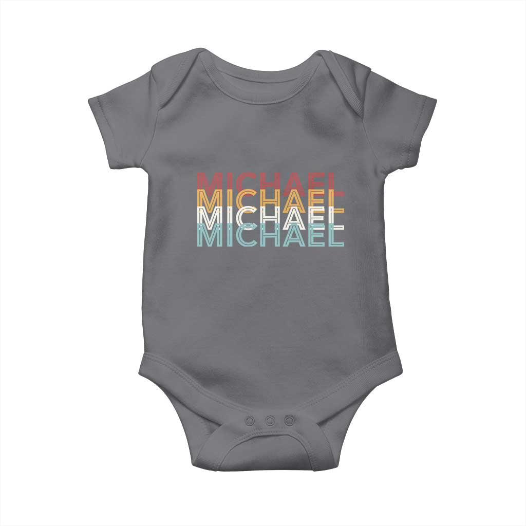 Michael Birthday Gift Baby Onesie Vintage Retro Michael Name Typography TS12 Charcoal Print Your Wear