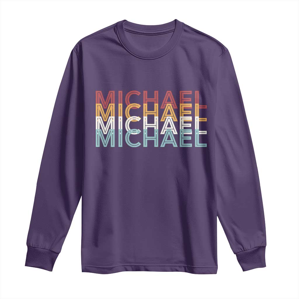 Michael Birthday Gift Long Sleeve Shirt Vintage Retro Michael Name Typography TS12 Purple Print Your Wear