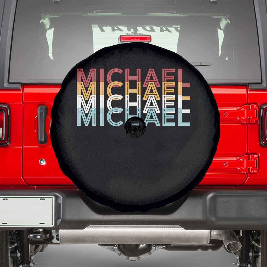 Michael Birthday Gift Spare Tire Cover Vintage Retro Michael Name Typography TS12 Black Print Your Wear