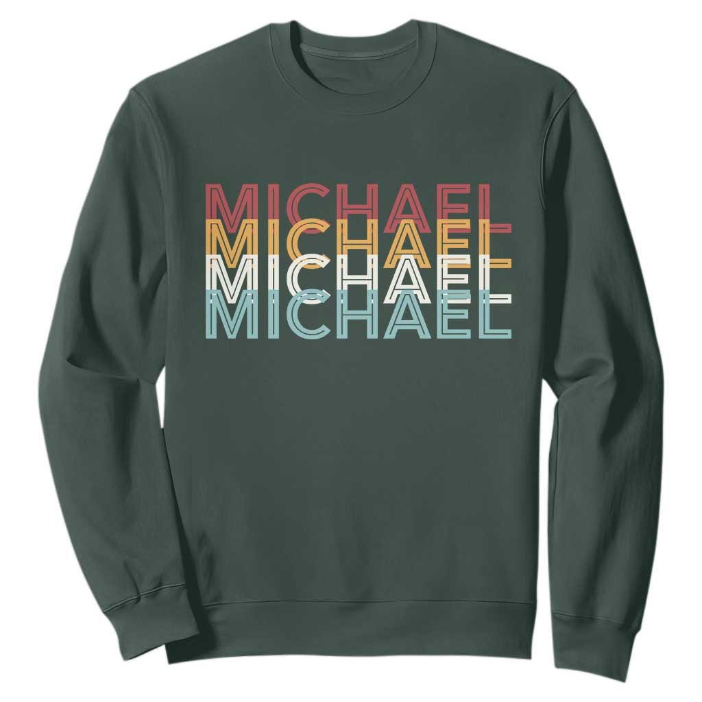 Michael Birthday Gift Sweatshirt Vintage Retro Michael Name Typography TS12 Dark Forest Green Print Your Wear
