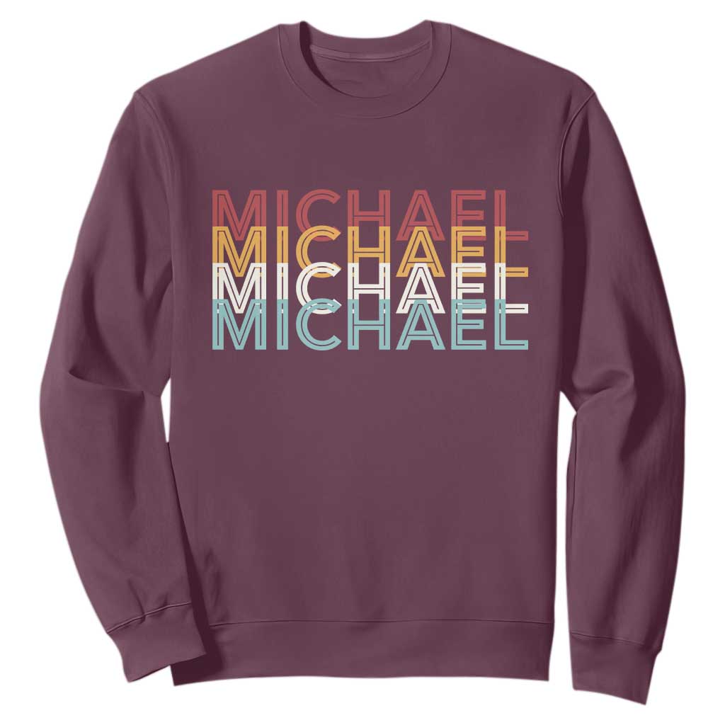 Michael Birthday Gift Sweatshirt Vintage Retro Michael Name Typography TS12 Maroon Print Your Wear