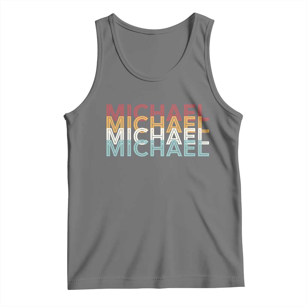 Michael Birthday Gift Tank Top Vintage Retro Michael Name Typography TS12 Black Heather Print Your Wear