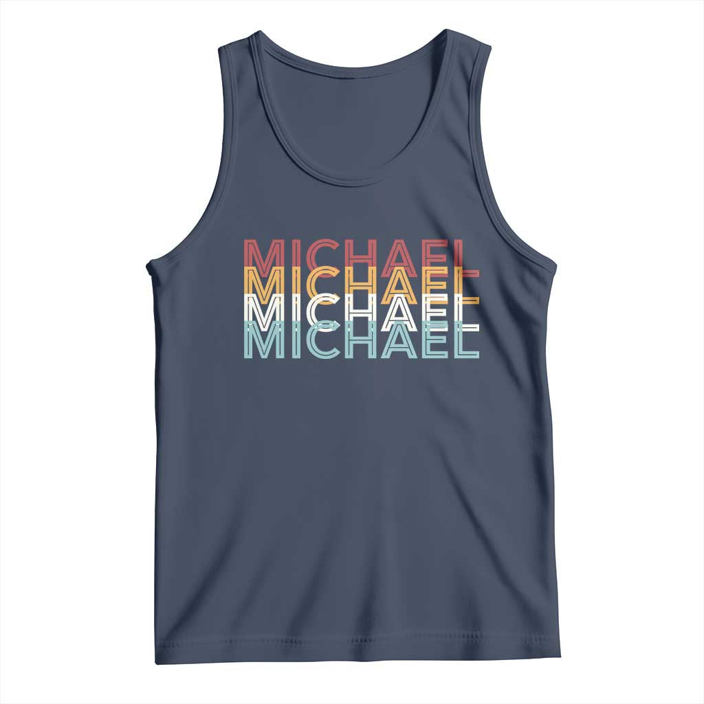 Michael Birthday Gift Tank Top Vintage Retro Michael Name Typography TS12 Navy Print Your Wear
