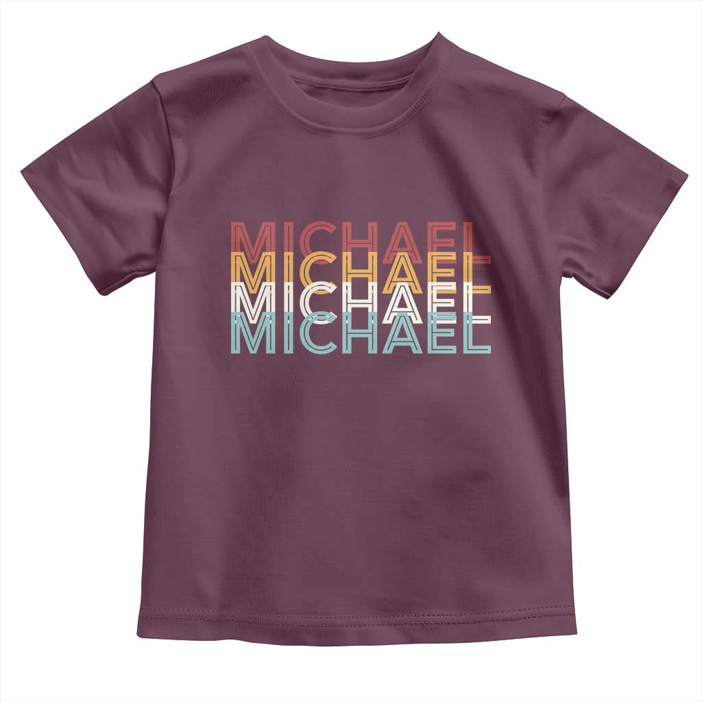 Michael Birthday Gift Toddler T Shirt Vintage Retro Michael Name Typography TS12 Maroon Print Your Wear