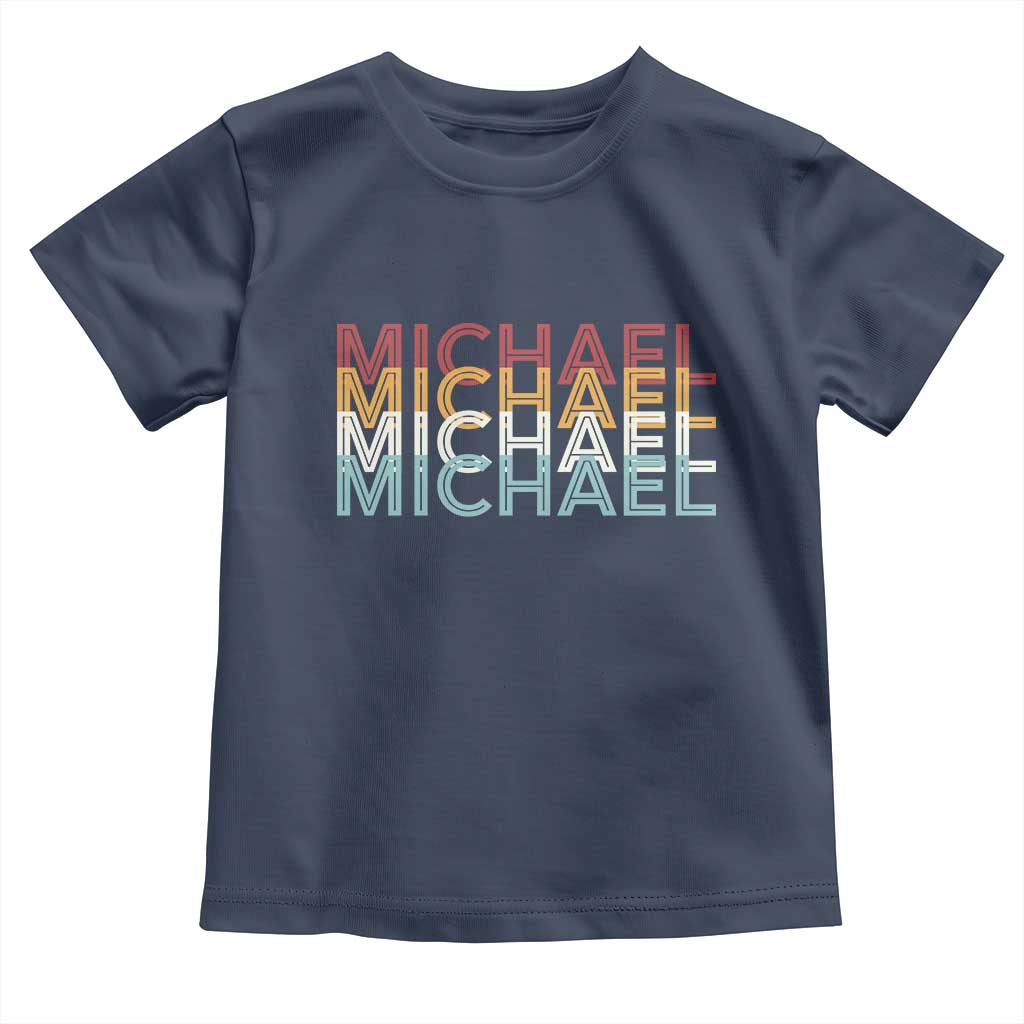 Michael Birthday Gift Toddler T Shirt Vintage Retro Michael Name Typography TS12 Navy Print Your Wear