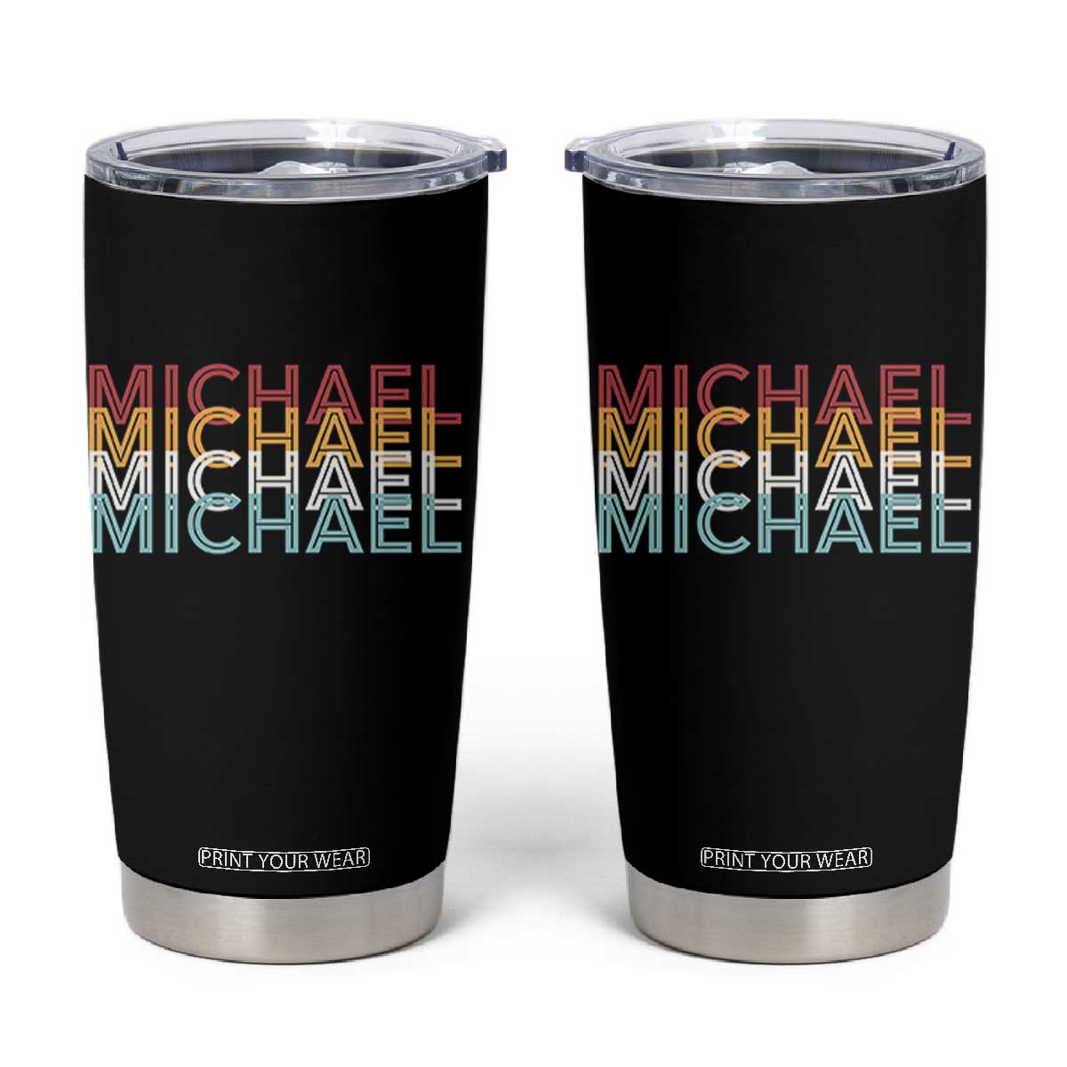 Michael Birthday Gift Tumbler Cup Vintage Retro Michael Name Typography TS12 Black Print Your Wear