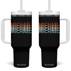 Michael Birthday Gift Tumbler With Handle Vintage Retro Michael Name Typography TS12 One Size: 40 oz Black Print Your Wear