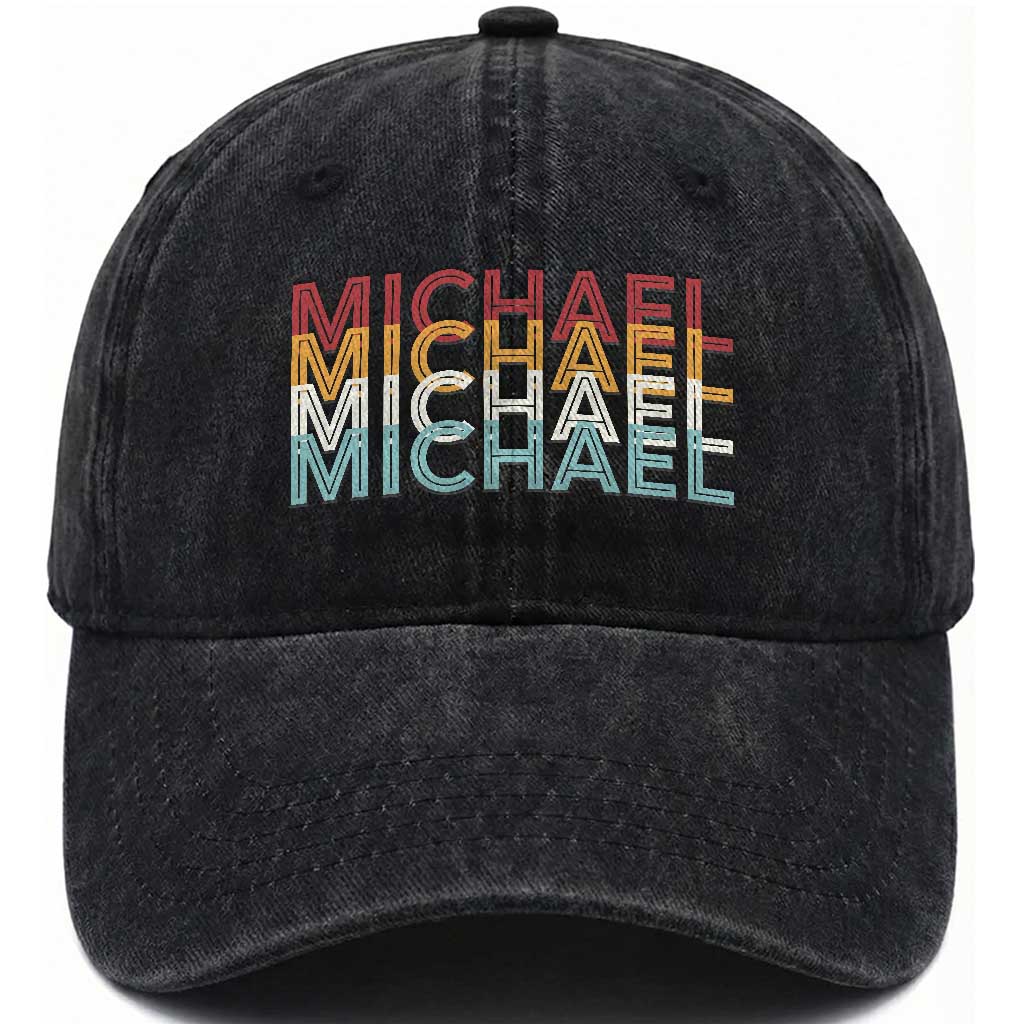Michael Birthday Gift Washed Cotton Baseball Cap Vintage Retro Michael Name Typography TS12 Print Your Wear