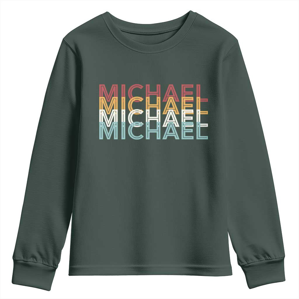 Michael Birthday Gift Youth Sweatshirt Vintage Retro Michael Name Typography TS12 Dark Forest Green Print Your Wear