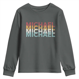 Michael Birthday Gift Youth Sweatshirt Vintage Retro Michael Name Typography TS12 Dark Heather Print Your Wear