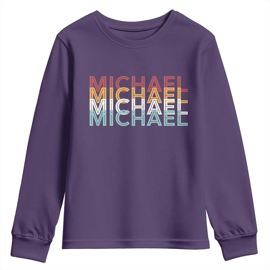 Michael Birthday Gift Youth Sweatshirt Vintage Retro Michael Name Typography TS12 Purple Print Your Wear
