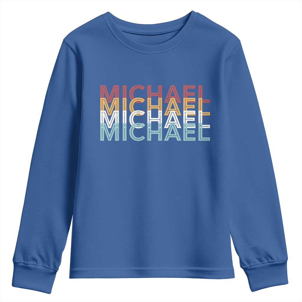 Michael Birthday Gift Youth Sweatshirt Vintage Retro Michael Name Typography TS12 Royal Blue Print Your Wear