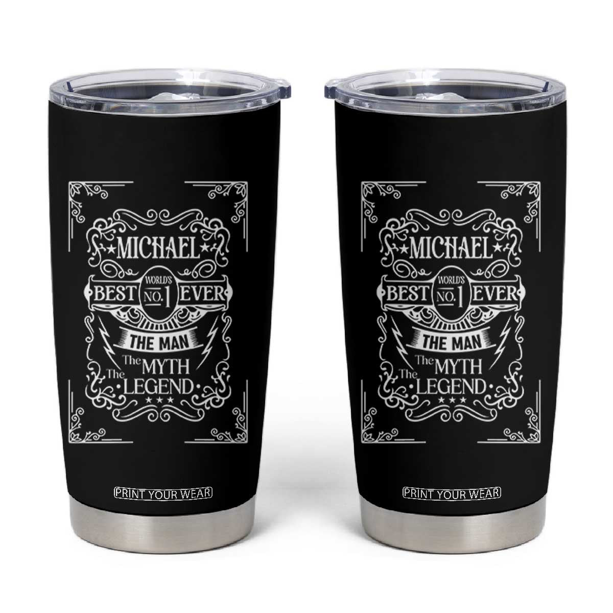 Michael The Man The Myth The Legend Tumbler Cup Vintage Gift For Michael Name TS12 Black Print Your Wear