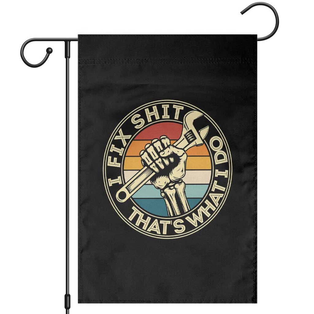 Vintage Skeleton Wrench Graphic Garden Flag I Fix Shit Thats What I Do TS12 Black Print Your Wear