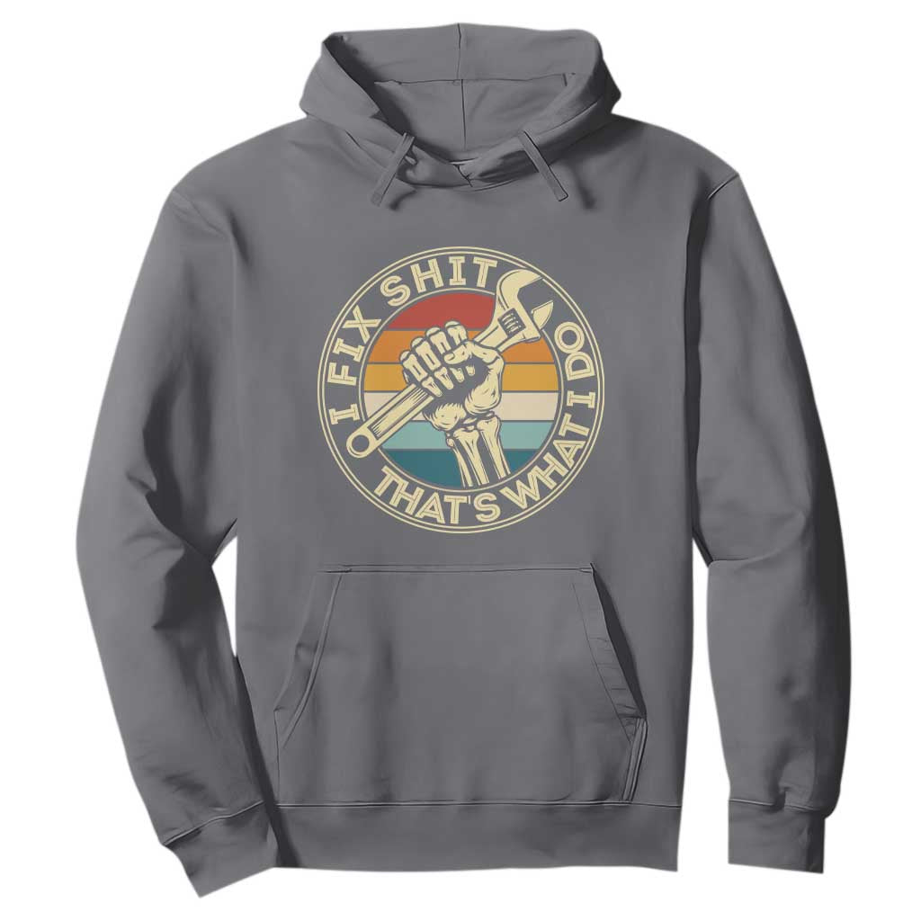 Vintage Skeleton Wrench Graphic Hoodie I Fix Shit Thats What I Do TS12 Charcoal Print Your Wear