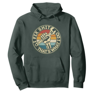 Vintage Skeleton Wrench Graphic Hoodie I Fix Shit Thats What I Do TS12 Dark Forest Green Print Your Wear