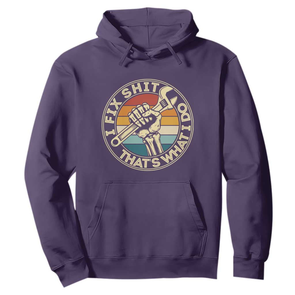 Vintage Skeleton Wrench Graphic Hoodie I Fix Shit Thats What I Do TS12 Purple Print Your Wear