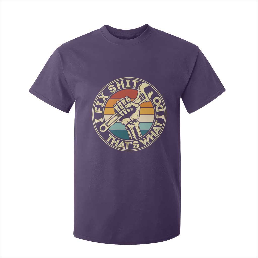 Vintage Skeleton Wrench Graphic T Shirt For Kid I Fix Shit Thats What I Do TS12 Purple Print Your Wear