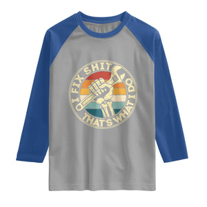 Vintage Skeleton Wrench Graphic Raglan Shirt I Fix Shit Thats What I Do TS12 Sport Gray Royal Print Your Wear
