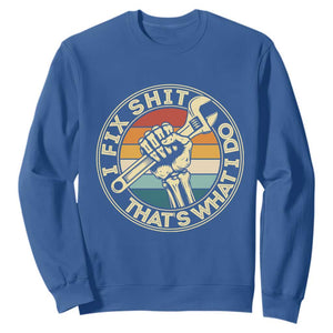 Vintage Skeleton Wrench Graphic Sweatshirt I Fix Shit Thats What I Do TS12 Royal Blue Print Your Wear