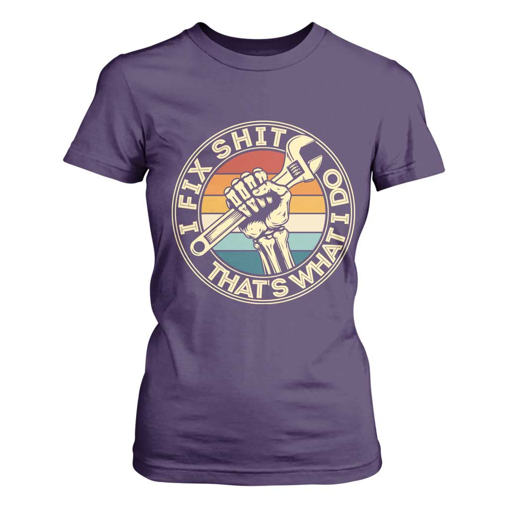 Vintage Skeleton Wrench Graphic T Shirt For Women I Fix Shit Thats What I Do TS12 Purple Print Your Wear