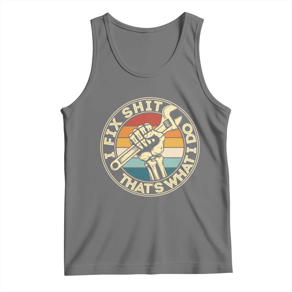 Vintage Skeleton Wrench Graphic Tank Top I Fix Shit Thats What I Do TS12 Black Heather Print Your Wear