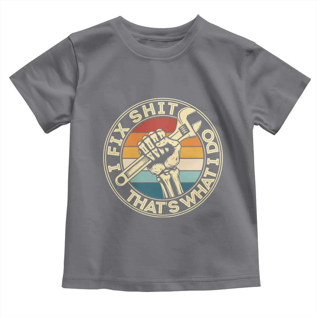 Vintage Skeleton Wrench Graphic Toddler T Shirt I Fix Shit Thats What I Do TS12 Charcoal Print Your Wear