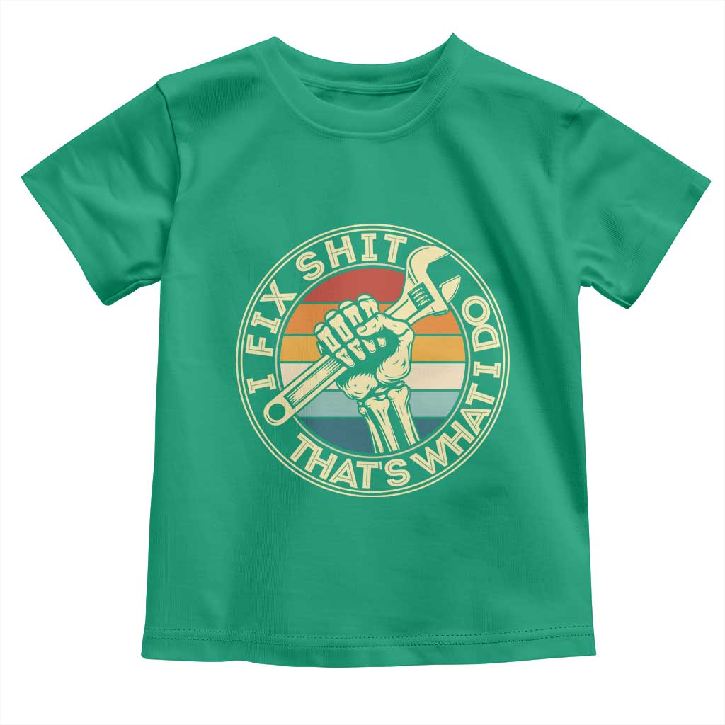 Vintage Skeleton Wrench Graphic Toddler T Shirt I Fix Shit Thats What I Do TS12 Irish Green Print Your Wear