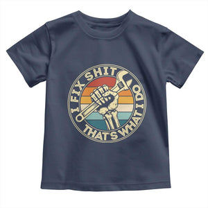 Vintage Skeleton Wrench Graphic Toddler T Shirt I Fix Shit Thats What I Do TS12 Navy Print Your Wear