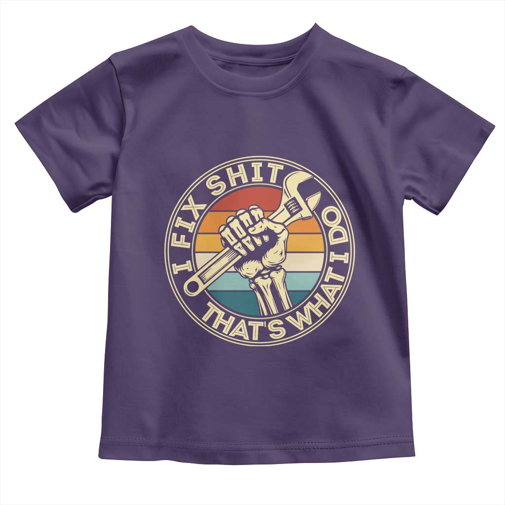Vintage Skeleton Wrench Graphic Toddler T Shirt I Fix Shit Thats What I Do TS12 Purple Print Your Wear