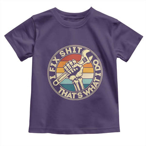 Vintage Skeleton Wrench Graphic Toddler T Shirt I Fix Shit Thats What I Do TS12 Purple Print Your Wear