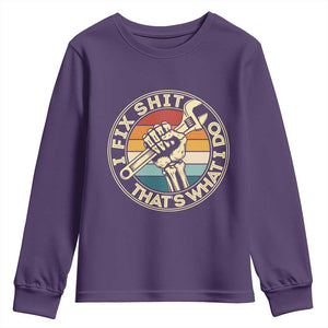 Vintage Skeleton Wrench Graphic Youth Sweatshirt I Fix Shit Thats What I Do TS12 Purple Print Your Wear