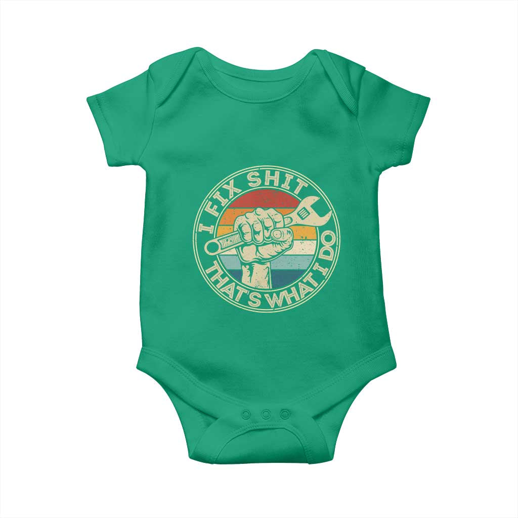 Auto Mechanic Dad Gift Baby Onesie Vintage I Fix Shit Thats What I Do TS12 Irish Green Print Your Wear